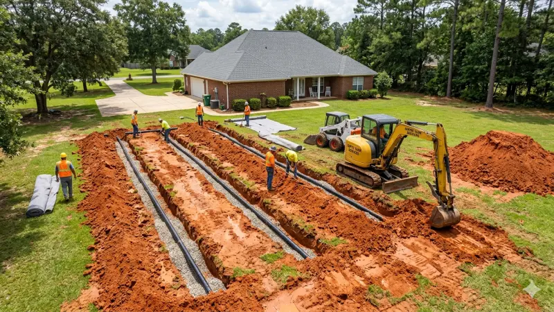 Licensed septic technician inspecting system in Mobile Alabama